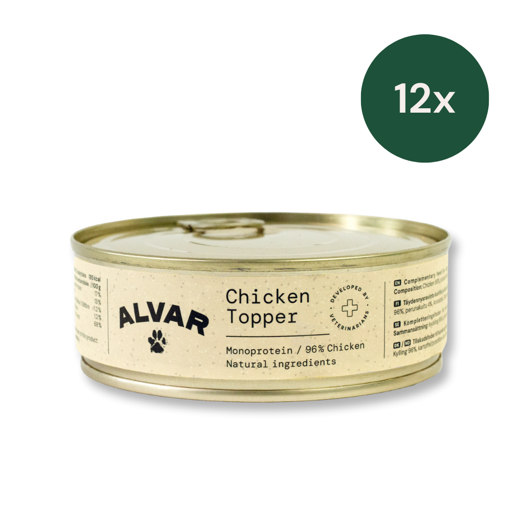 Alvar Pet Chicken Topper säilyke 200 g, 12-pack