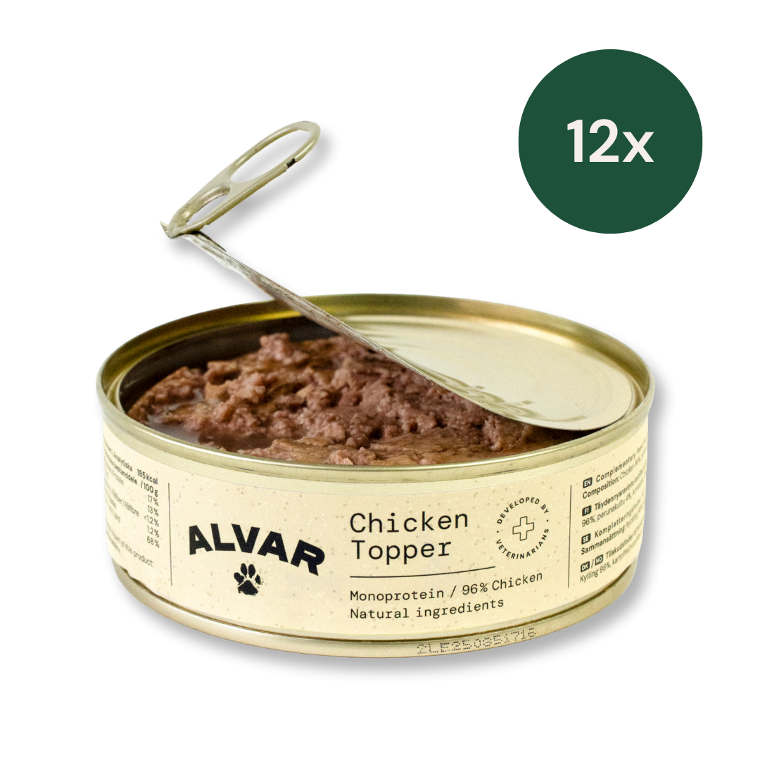 Alvar Pet Chicken Topper säilyke 200 g, 12-pack