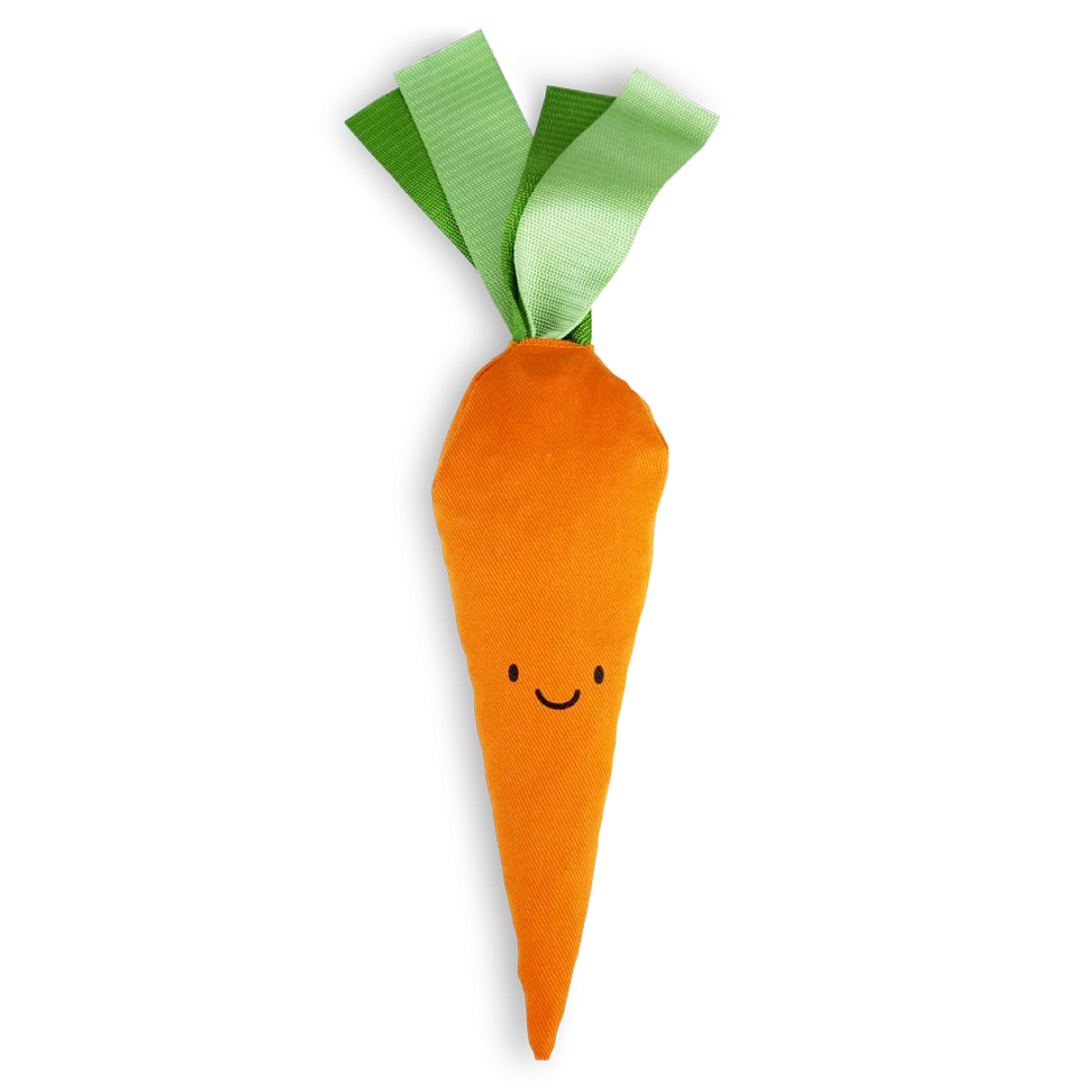 Plush carrot toy with a smiling face - toy for dogs