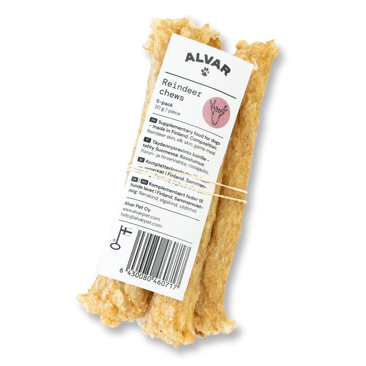 Alvar Pet Tyggeben af Rensdyr, 5-pack