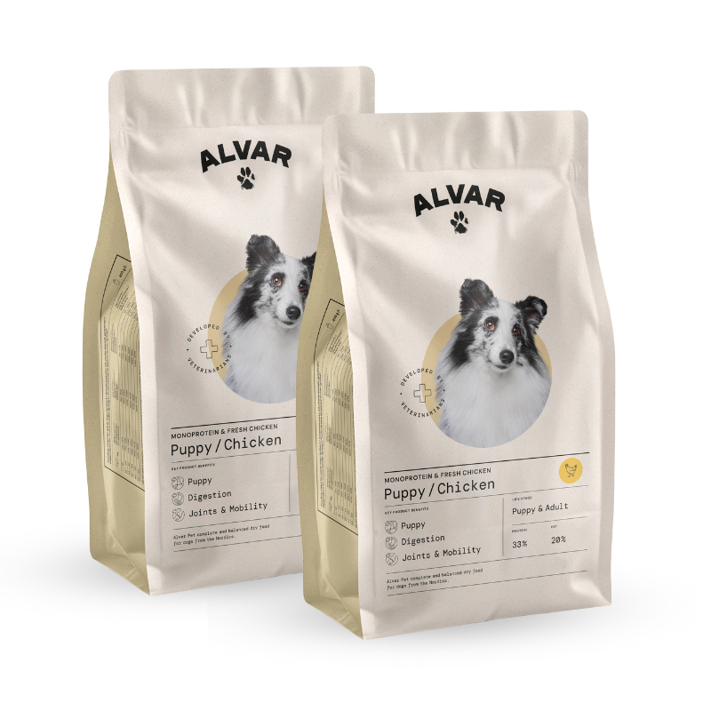 Alvar Pet Puppy/Chicken kuivaruoka 2 x 7 kg