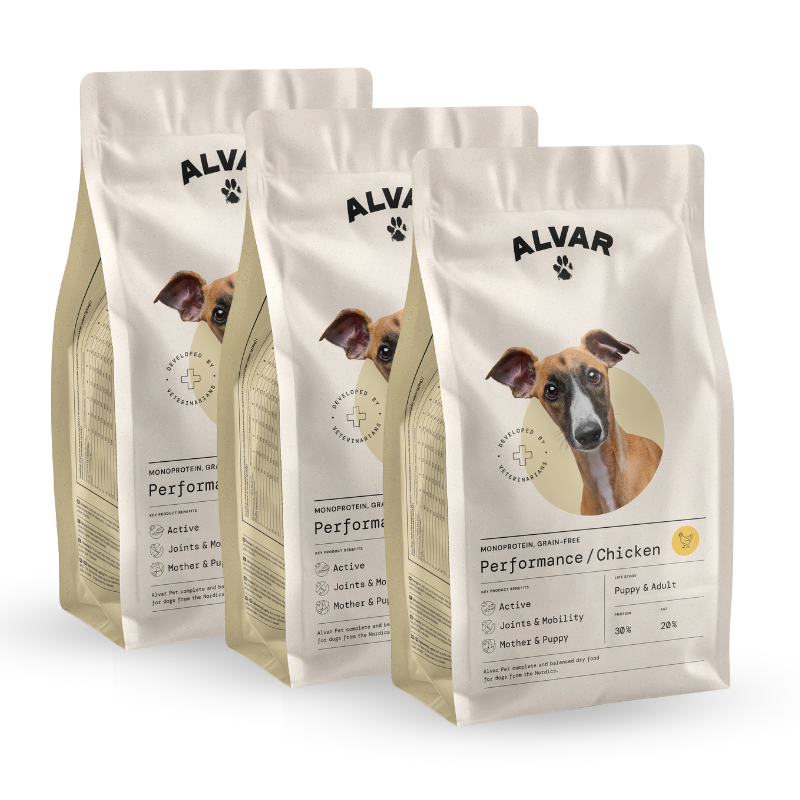 Alvar Pet Performance/Chicken tørfoder 3 x 7 kg
