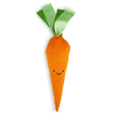 Plush carrot toy with a smiling face - toy for dogs