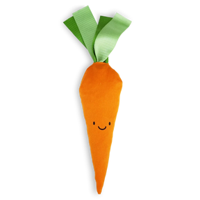 Plush carrot toy with a smiling face - toy for dogs