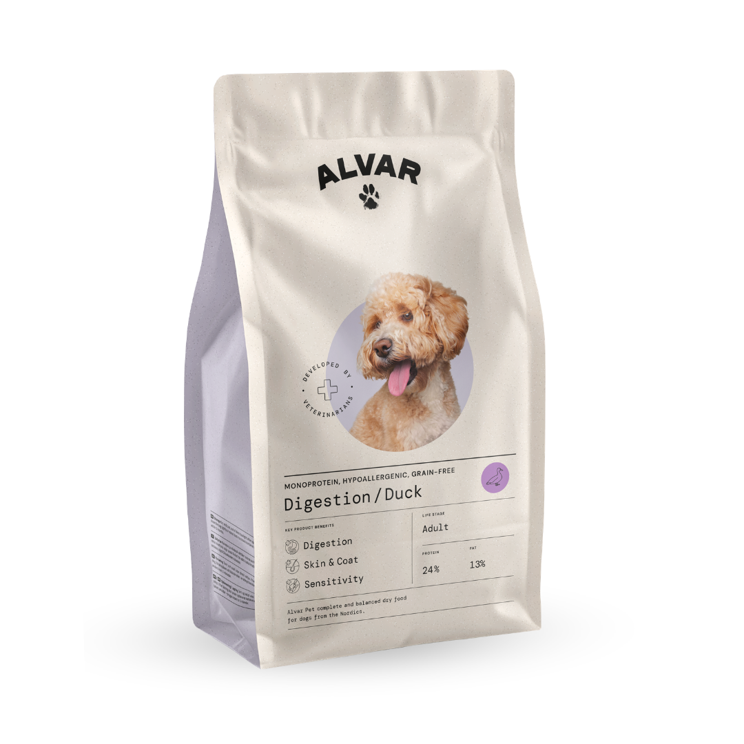 Alvar Pet Digestion/Duck hypoallergenic monoprotein grainfree food for adult dogs 