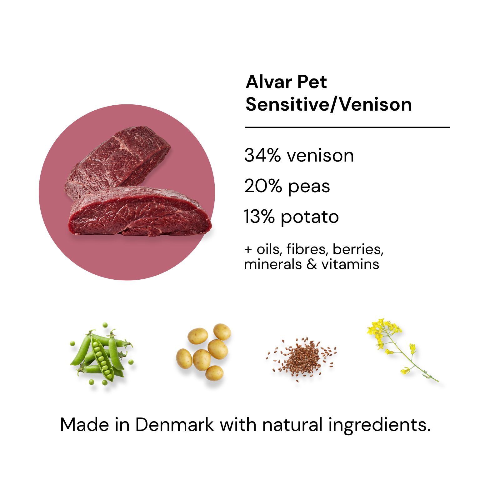 Alvar Pet Sensitive/Venison torrfoder för hundar