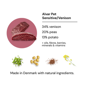 Alvar Pet Sensitive/Venison torrfoder för hundar