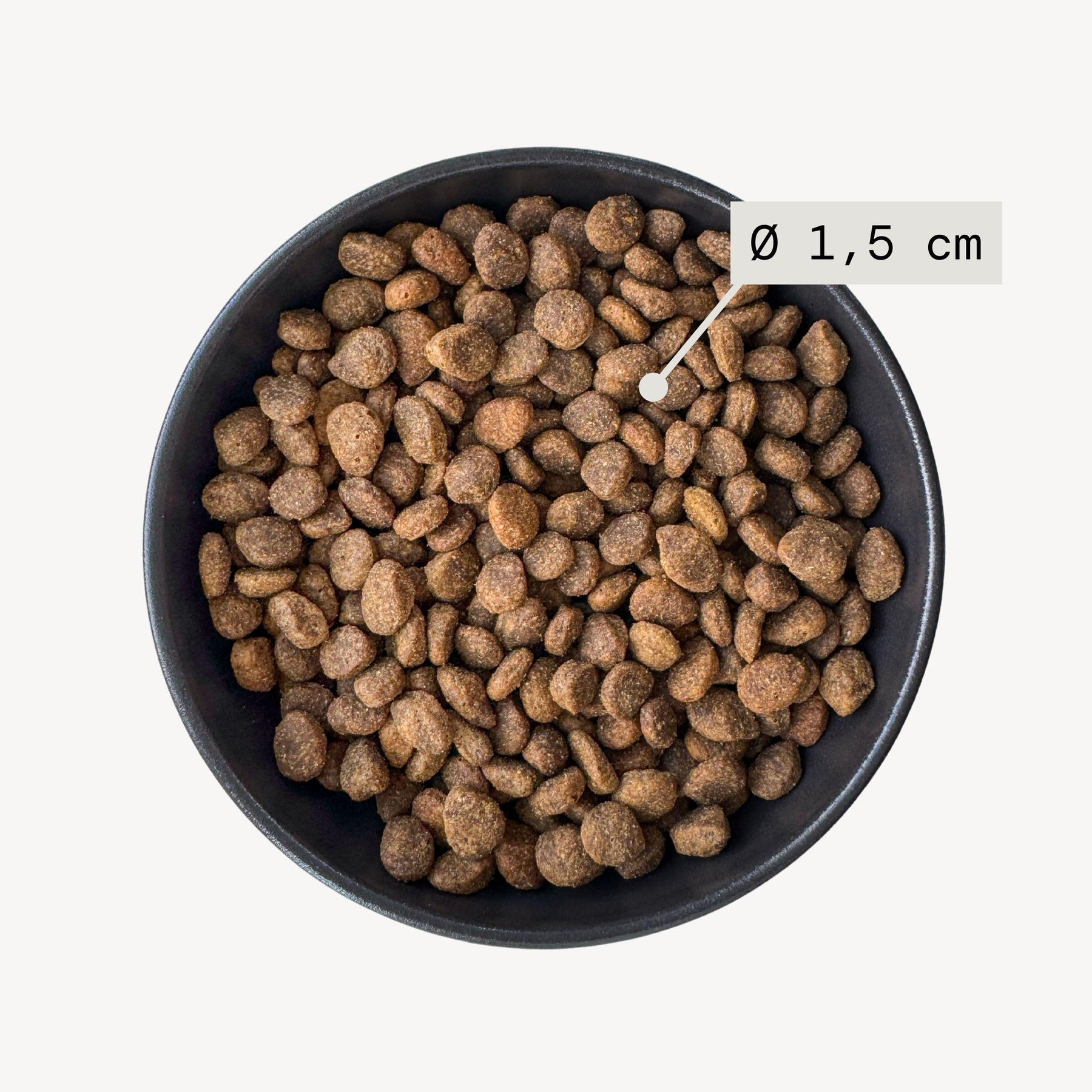 Single protein venison dog food. Kibble size 1,5 cm