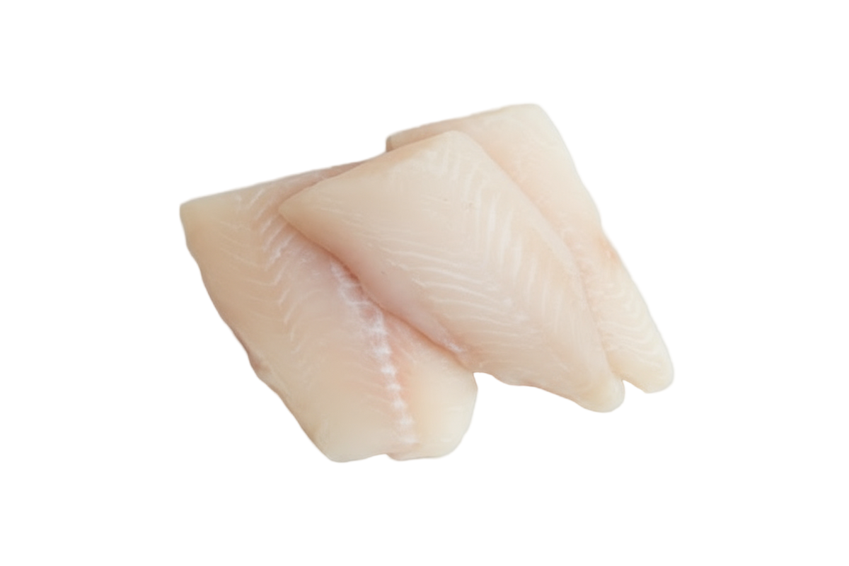 Raw fish fillet on a white background
