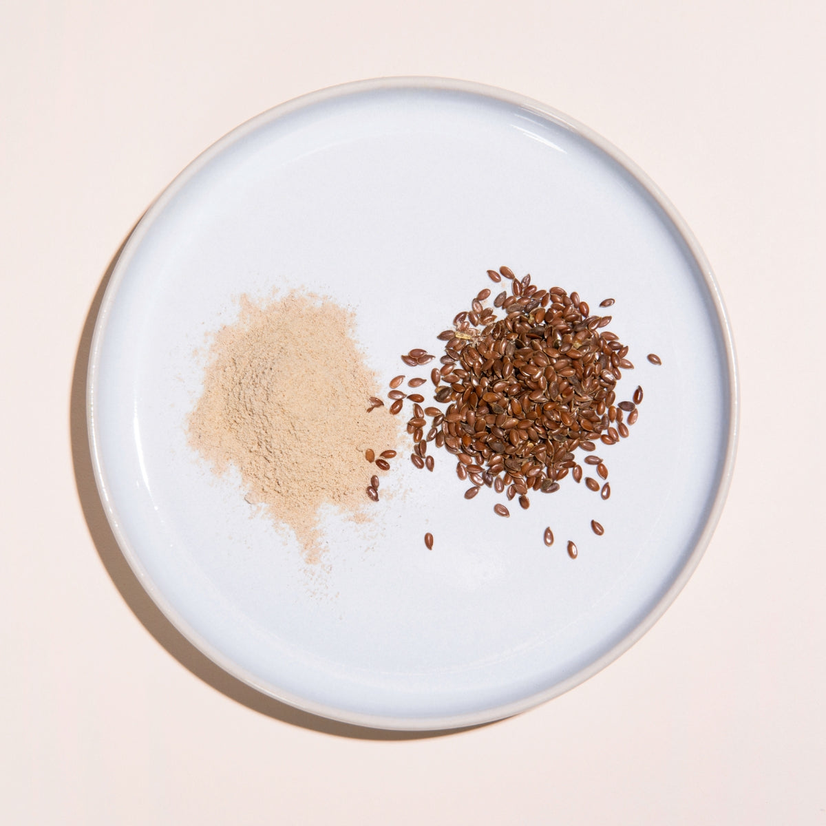 Closeup of digestion ingredients psyllium and flaxseed