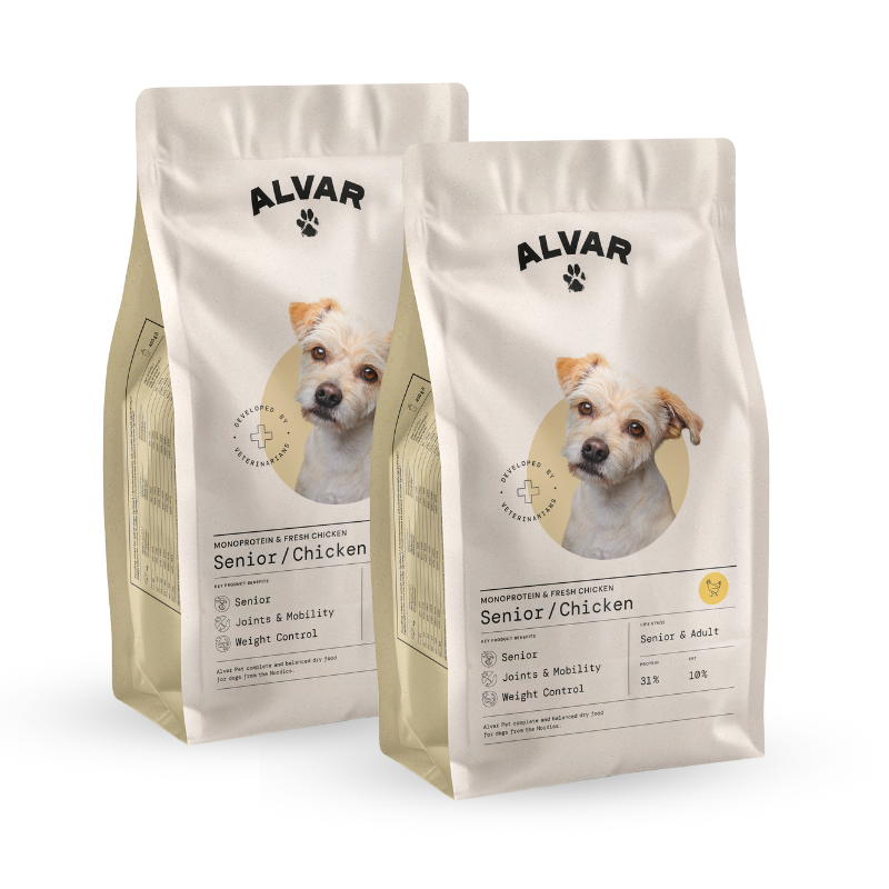 Alvar Pet Senior/Chicken torrfoder 2 x 7 kg
