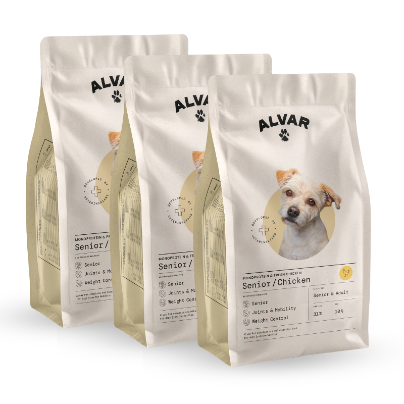 Alvar Pet Senior/Chicken kuivaruoka 3 x 7 kg