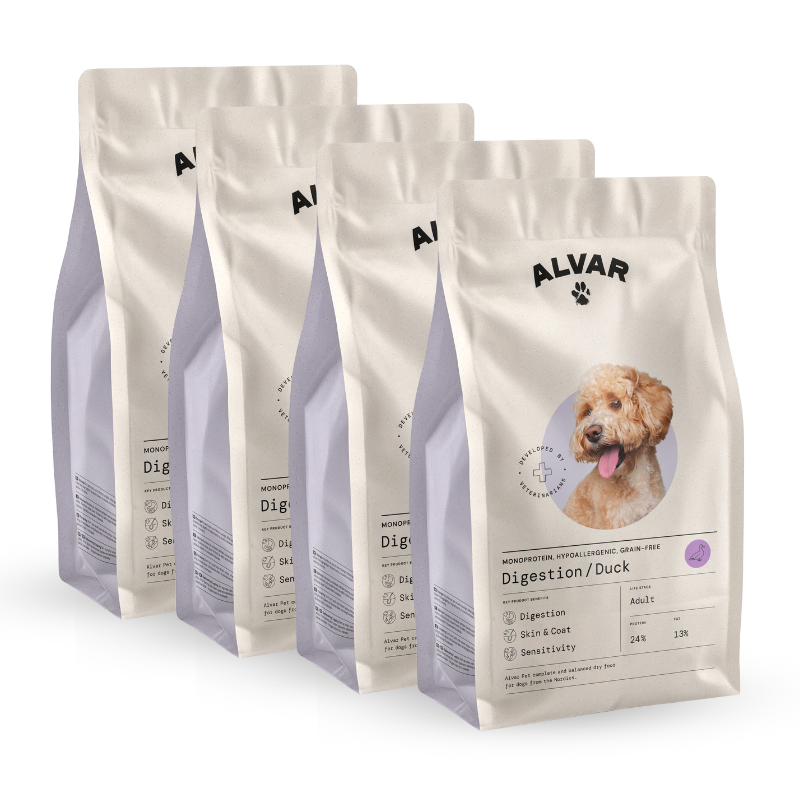 Alvar Pet Digestion/Duck kuivaruoka 4 x 7 kg