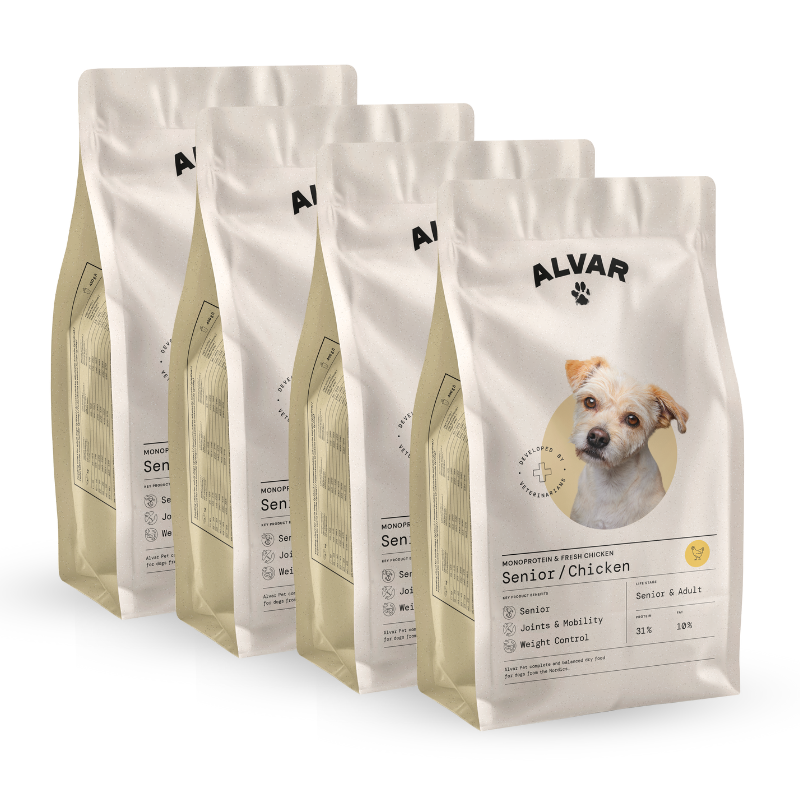 Alvar Pet Senior/Chicken kuivaruoka 4 x 7 kg